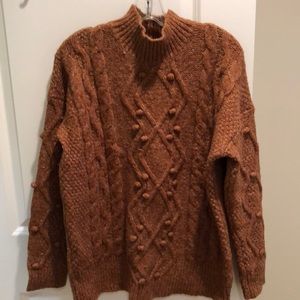 Rust marled LS mock T sweater
